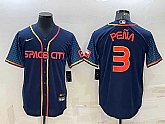 Men's Houston Astros #3 Jeremy Pena 2022 Navy Blue City Connect Cool Base Stitched Jersey,baseball caps,new era cap wholesale,wholesale hats